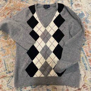 EUC Brooks Brothers 100% Cashmere Argyle Sweater